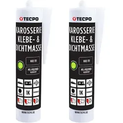 2x TECPO Karosserie Klebe & Dichtmasse KKD 701 Schwarz, 414g...