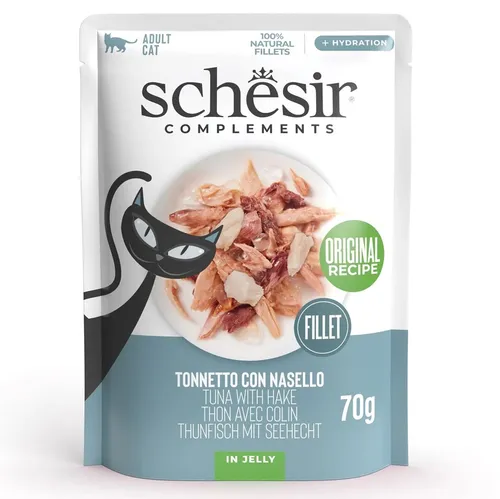 SCHESIR Tuna with hake in jelly - nassfutter für Katzen - 70g Agra 8005852122445
