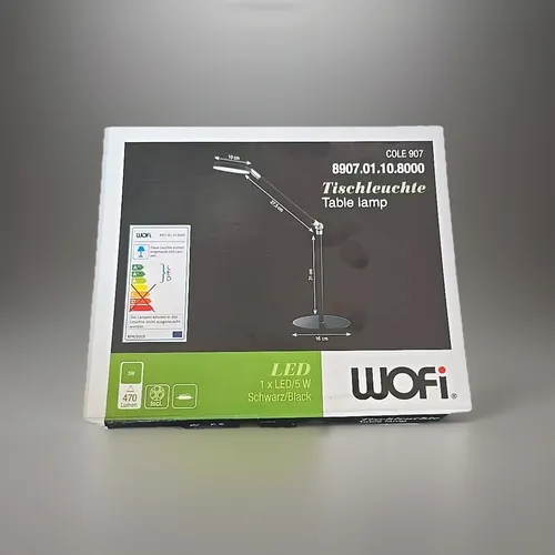 Wofi COLE Arm beweglich Tischleuchte Schwarz 5W 3000K 470lm LED Table Tischlampe