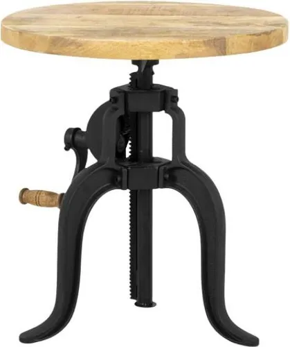 Couchtisch aus Mangoholz und Metall Schwarz 45 cm - Kompakter Couchtisch mit runder Mangoholzplatte und stabilem Metallgestell. Höhenverstellbar für flexible Nutzung im Wohnzimmer. Natürliche Maserung sorgt für eine wohnliche Atmosphäre.