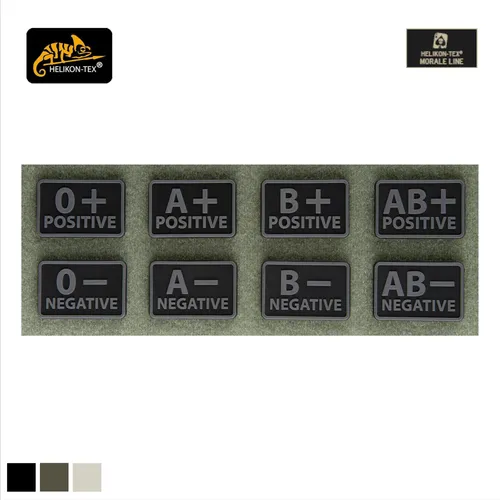 Helikon-Tex Blutgruppen-Emblem (2er-Set) – PVC – in mehreren Varianten erhältlich, Farbe:Olive Green, Krew:AB/Rh+