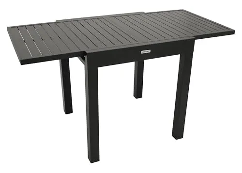 DEGAMO Balkon-Ausziehtisch ALCUDIA 70/140x70cm - Gartentisch aus wetterfestem Aluminium in anthrazit, ideal für kleine Balkone – flexibel ausziehbar für mehr Platz und Komfort.