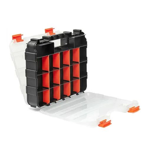 TACTIX Sortimentskasten doppelseitig Organizer Kleinteilemagazine Koffer 34 Fach