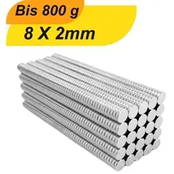 Stück Neodym Magnet 8mm x 2mm Supermagnete hohe Haftkraft Scheibenmagnet 50