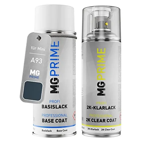 Produktbild MG PRIME Autolack 2K Spraydosen Set für Mini A93 Horizon Blue Metallic Basislack 2 Komponenten Klarlack Sprühdose