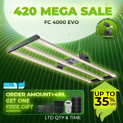 Mars Hydro FC 4000 EVO LED-Wachstumslicht - Wachstumslampe für Indoor-Anbau, energieeffizient mit Samsung LM301H Chips für optimales Pflanzenwachstum und lange Lebensdauer von bis zu 100.000 Stunden.