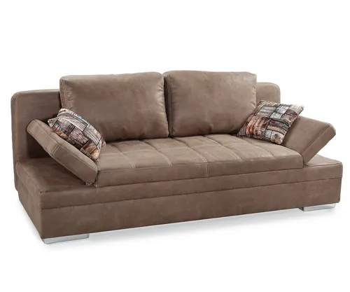 Luma-Home Schlafsofa 15116 mit Bettkasten und verstellbaren Armlehnen - Sofa mit Bettfunktion, 200 cm breit, hochwertige Mikrofaser in Antikleder-Optik für maximalen Sitz- und Schlafkomfort, ideal als Gästebett.
