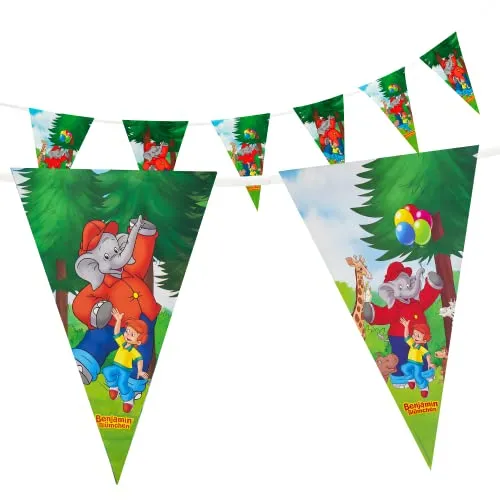 Party Factory `Benjamin Blümchen´ Wimpelkette Papier mit 10 Wimpeln, Länge ca. 5 Meter, Party Girlande, Geburtstagsdeko