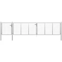 vidaXL Gartentor Stahl 500×100 cm Silbern - Gartenzäune: Robustes und rostfreies Zauntor aus Hochleistungsstahl für langfristigen Außeneinsatz, mit Schloss und 3 Schlüsseln für hohe Sicherheit.