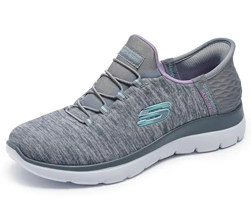 Skechers Damen Sneakers - Bequeme Sneakers in Grau, 36.5 EU - Damen-Sneaker mit gepolsterter Memory-Schaum Einlegesohle und leichtem Mesh-Obermaterial für optimalen Komfort und Flexibilität, perfekt für den Alltag.