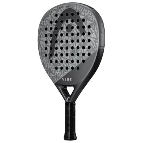 HEAD Vibe 2025 Padelschläger, Grey/Black - Ideal für Anfänger: Der VIBE Padelschläger vereint Power und Komfort. Mit seiner übergroßen Tropfenform und Fiberglas-Schlagfläche sorgt er für einen fehlerverzeihenden Spielstil und ein angenehmes Gefühl bei jedem Schlag.