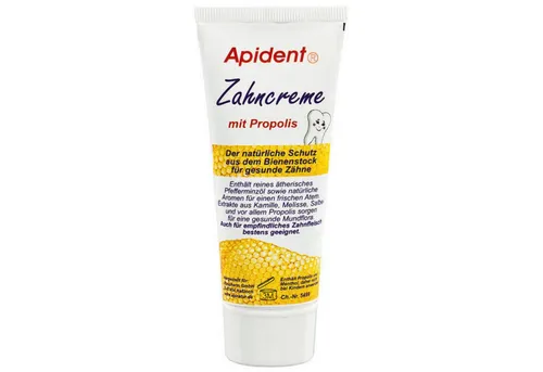 Apopharm Zahnpasta Apident® Zahncreme, Zahnpasta mit Propolis, 75ml Ohne Fluorid, (1-St) mit Propolis für den natürliche Rundumschutz für Zähne und Zahnfleisch