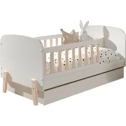 Babybett Karilynn 70x140 cm, Weiß - Modernes Gitterbett aus MDF & Massivholz - Stylisches Babybett der Serie Karilynn mit 70x140 cm Liegefläche. Hochwertige Verarbeitung aus MDF und Massivholz, inklusive praktischer Bettschublade für zusätzlichen Stauraum.