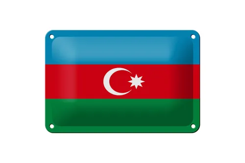 Blechschild Flagge Aserbaidschan 18x12cm Flag of Azerbaijan Deko Schild