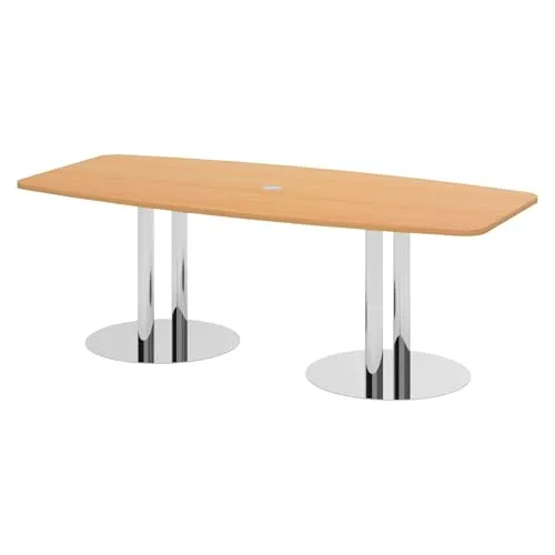 Bümö Konferenztisch oval 220x103 cm - Eleganter Besprechungstisch für 8 Personen mit stabilen Chromsäulen, der durch seine kratzfeste Oberfläche und moderne Duo-Tischkante überzeugt. Ideal für professionelle Meetings.