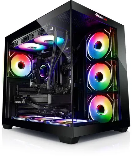 Kiebel Panorama Gaming-PC - Hochleistungs-Setup mit Intel Core i9 und RTX 4060 - PC-Systeme mit 32 GB RAM, 2000 GB SSD und leiser Wasserkühlung für intensives Gaming und kreative Anwendungen.