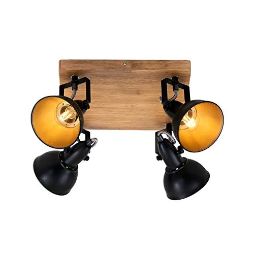 Briloner 4er Spot Barnim schwarz-gold 28 x 28 cm E14 - Lampen mit elegantem Design, ideal zur Akzentbeleuchtung in Wohnräumen, bietet vielseitige Einstellmöglichkeiten.