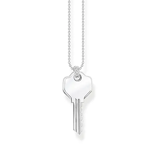 Thomas Sabo Halskette mit Schlüssel-Anhänger aus Sterling Silber, KE2129-001-21-L45V - Ketten für Damen - filigrane Halskette aus 925er Sterlingsilber mit abnehmbarem Schlüssel-Anhänger, perfekt für individuelle Gravuren und vielseitige Kombinationen.