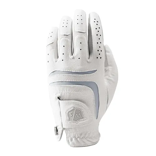 Wilson Staff Damen Golfhandschuh, Grip Plus, Material-Kombi, Größe: M, Linkshand, LLH, weiß, WGJA00101M