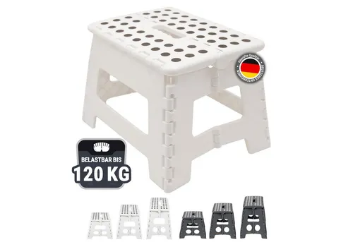 ZOLLNER Klappbarer Tritthocker in weiß von Zollner