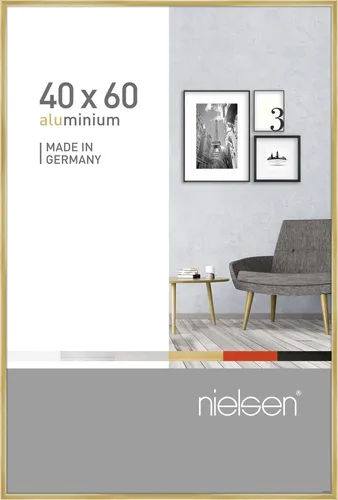 nielsen Bilderrahmen Pixel, 40 x 60 cm, Gold glanz - Wand- & Tischbilderrahmen aus hochwertigem Aluminium, Made in Germany, mit stabiler MDF-Rückwand und einfacher Montage für Hoch- und Querformat.