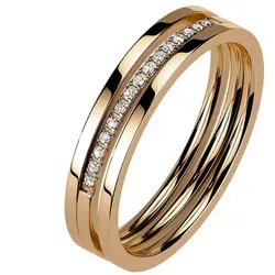 Taffstyle Fingerring Exklusiver Ring Dreireihig Kristall vergoldet Rosegold Größe 51 (16.2) (zum Geburtstag Muttertag Valentinstag Weihnachten), Damenring Schmuck Rose Damen Band Ring Bandring Geschenke für Frauen goldfarben 51 (16.2)