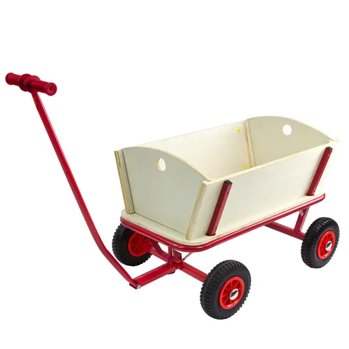 Holz Handwagen L 725 FUN mit PU Bereifung in rot von DEMA