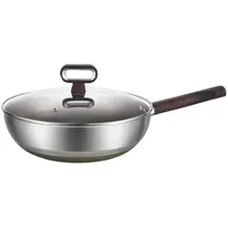 Cheffinger Wok 18/10 Edelstahl, Ø 32 cm mit Glasdeckel