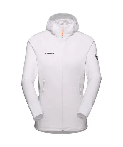 Mammut Taiss Light ML Hooded Jacket Women - Weiß (M) - Funktionsjacken: Die Taiss Light ist eine vielseitige Midlayer-Jacke für Bergsportler, atmungsaktiv, schnell trocknend und mit klettergurtkompatiblen Taschen für optimalen Komfort.