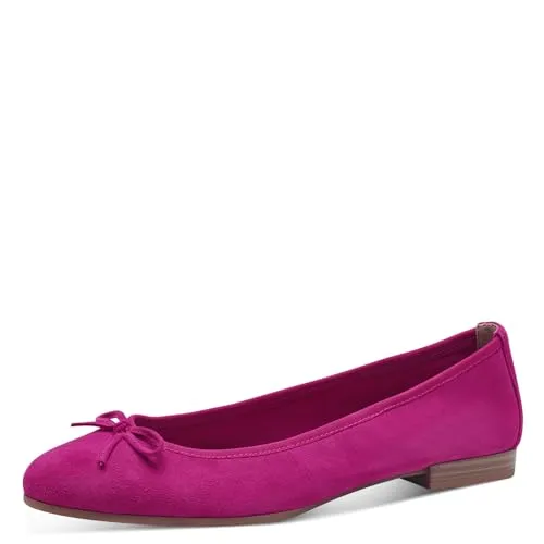 Tamaris Damen Klassische Ballerinas - Fuxia, 37 EU - Damen-Ballerinas aus Leder, ideal für Freizeit und besondere Anlässe. Sportlich und elegant zugleich, mit komfortablem Blockabsatz für stundenlangen Tragekomfort.