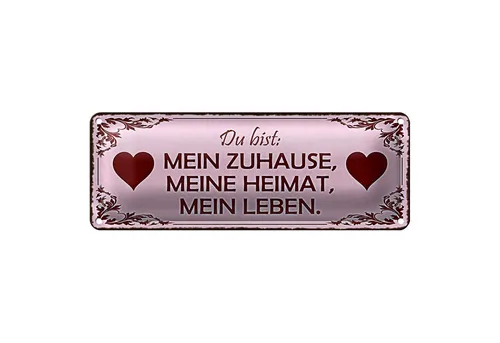 Roomando Metallschild Blechschild Spruch 27x10cm bist mein Zuhause meine Heimat Dekoration