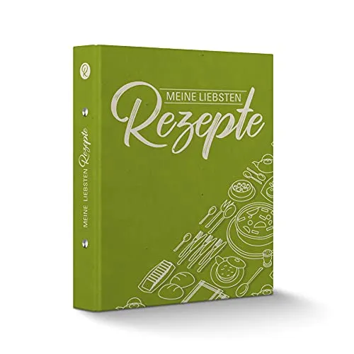 itenga Rezeptringbuch A5 - Meine liebsten Rezepte - Ordner mit laminiertem Motivdruck und 2-Ring-Mechanik für schnelles Abheften von Rezepten im DIN A5 Format, ideal für die Küche und beim Kochen.