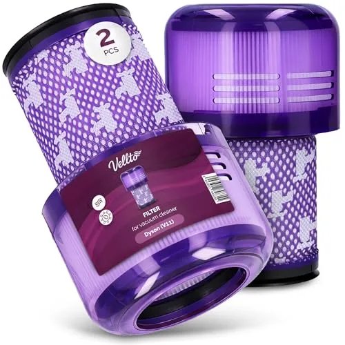 2x Vellto Ersatz Filter für Staubsauger Kompatibel mit Dyson V11 Absolute Pro Animal Plus SV14 Togue Drive Total Clean V15 Reiniger Abwaschbar Ersatzteile Luftfilterung