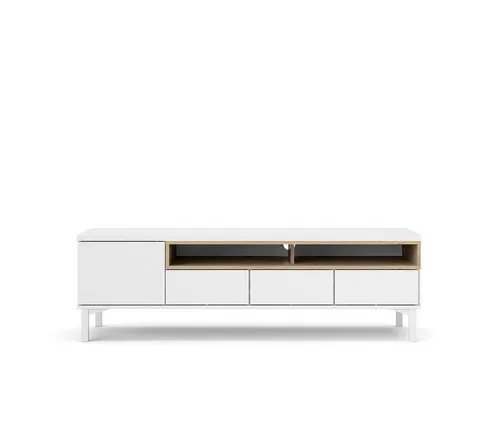 ebuy24 TV-Bank Roomers mit 1 Tür und 3 Schubladen - Moderne TV-Bank in Weiß, bietet viel Stauraum mit 3 Schubladen und 2 Ablagen – ideal für eine aufgeräumte Unterhaltungsecke.