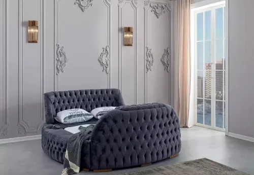 Rund Bett Chesterfield mit TV Lift – Luxus Doppelbett 180x200