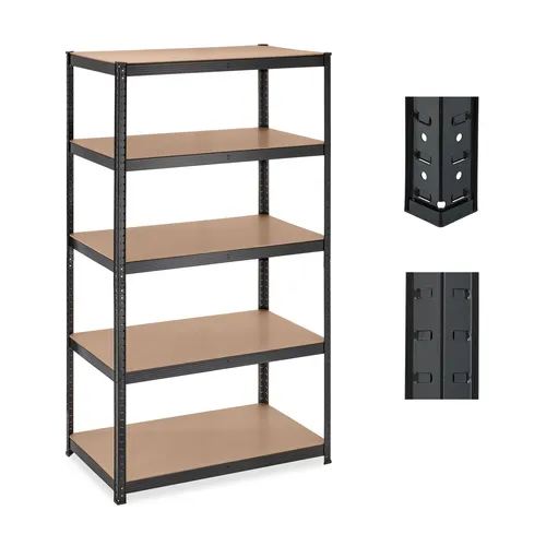 Schwerlastregal 5 Böden - 1250 kg Tragkraft - Regalsystem für Werkstatt und Garage, verstellbare Böden und robustes Metalldesign, ideal für schwere Lasten und maximale Stauraumnutzung.