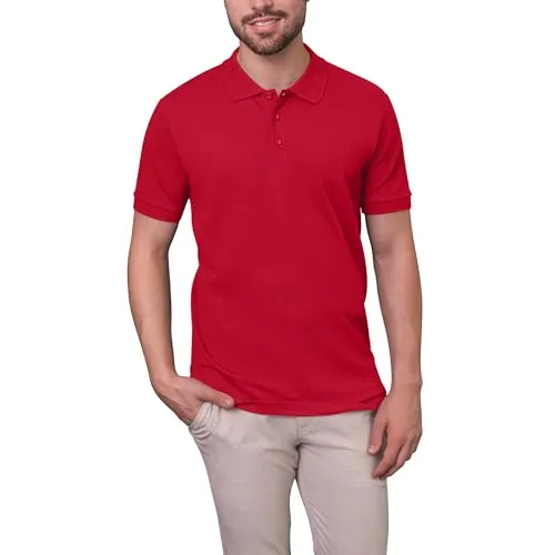 HRM Herren Luxury Stretch Polo, rot, Gr. 2XL - Poloshirts für Herren: Hochwertiges Premium Polo Shirt aus 95% Baumwolle & 5% Elasthan, pflegeleicht und ideal für Büro und Freizeit, hergestellt unter fairen Bedingungen.