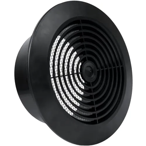Vent Systems 125 mm Schwarz Zerlegbares Deckengitter – Rundes Lüftungsgitter aus Kunststoff – Grillabdeckung – Nylonsieb – HVAC-Lüftungsöffnungen für Badezimmer, Heimbüro, Küche