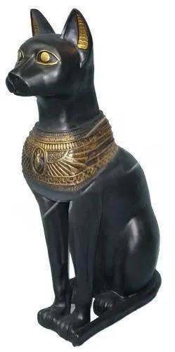 Ägyptische Katze Statue - Design Figur für stilvolle Dekoration - Schwarze Ägyptische Katze aus Kunststoff, 73 cm hoch, ideal für Kinderzimmer, Flur oder Wohnzimmer. Ein einzigartiges Deko-Highlight mit historischem Flair.