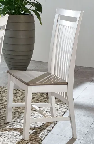 Massivholz Stuhl Kiefer 2farbig weiß grau