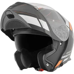 Bogotto FF403 Murata Klapphelm, schwarz-orange, Größe M - Motorradhelm mit kratzfestem Visier und Schnellwechsel-System, ideal für sicheres Fahren und hohen Tragekomfort.