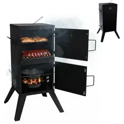 Räucherofen Smoker aus Stahl – Vertikaler Rauchofen mit 2 Türen - Vertikaler Smoker aus robustem Stahl für schmackhafte Grill- und Räucher-Erlebnisse. Ideal für Grillabende, inklusive bebilderter Anleitung für einfachen Aufbau.