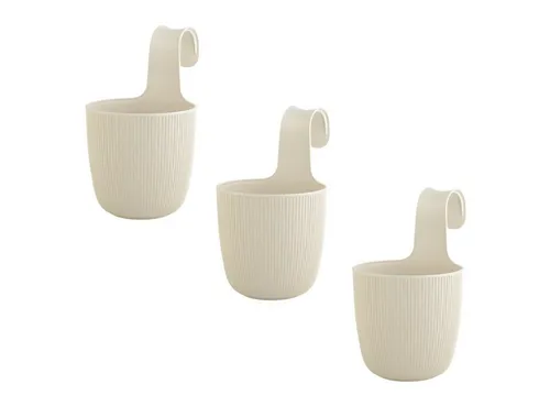 Engelland Blumentopf Blumentopf zum Hängen (Vorteils-Set, 3 St., Fassungsvermögen 2,3 Liter), UV-Beständig, Frostbeständig, Drainagesystem, ideal für Geländer/Zäune