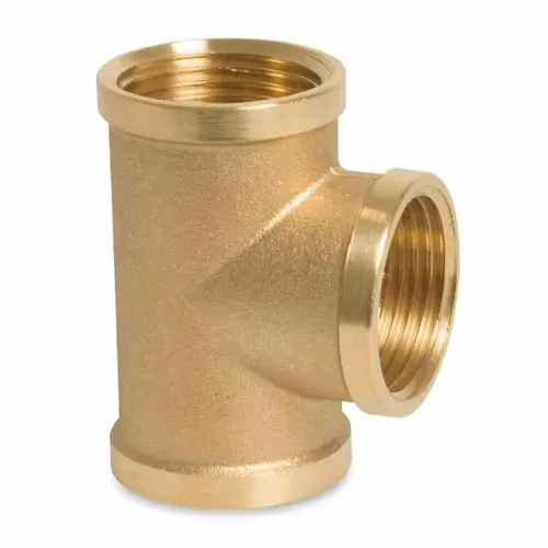 Messing T-Stück 2' Innengewinde Gewindefitting CW617N - Hochwertiges Messing T-Stück mit Innengewinde, ideal für Rohrverbindungen. Robuste Bauweise und geprüft nach Trinkwasserverordnung, perfekt für dauerhaften Einsatz in der Haustechnik.
