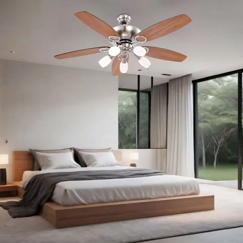 LED Deckenventilator mit Beleuchtung und Zugschalter - Ventilator für Räume bis 30m², sorgt für perfekte Luftzirkulation und ist energieeffizient. Wechselbare Flügelfarben und integrierte LED-Beleuchtung setzen stylische Akzente.