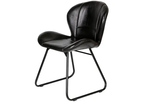 Casa Moro Polsterstuhl aus Echtleder in Schwarz - Moderner Polsterstuhl mit hochwertiger Echtleder-Sitzfläche und stabilem Metallgestell. Ideal für Esszimmer, Konferenzen oder Wartebereiche – sorgt für hohen Sitzkomfort und stilvolle Akzente in jedem Raum.