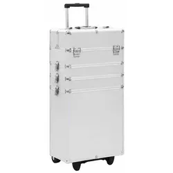vidaXL Kosmetikkoffer Aluminium Silbern - Reisetaschen mit 4 Etagen und ausziehbaren Ablagen für optimale Organisation Ihrer Kosmetika. Dank der abnehmbaren Rollen ist der Koffer mobil und ideal für unterwegs!