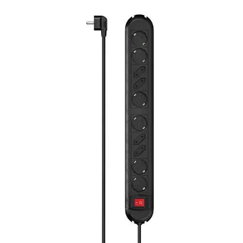 Hama 00223042 Steckdosenleiste - 10-fach Steckdosenleiste mit Schalter und 1,5 m Kabel, ideal für Wandmontage, sorgt für mehr Flexibilität und Ordnung in Ihrem Zuhause.
