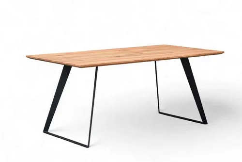 OTTO home Esstisch Talwiese Küchentisch, U-Form Metallgestell, Wildeiche massiv geölt, Baum Kante oder Schweizer Kante, erhältlich in 3 Größen und 2 Farben