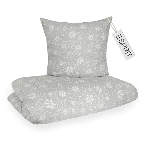 ESPRIT Winter Bettwäsche FLANELL Hellgrau 135 x 200 cm in grau von Esprit